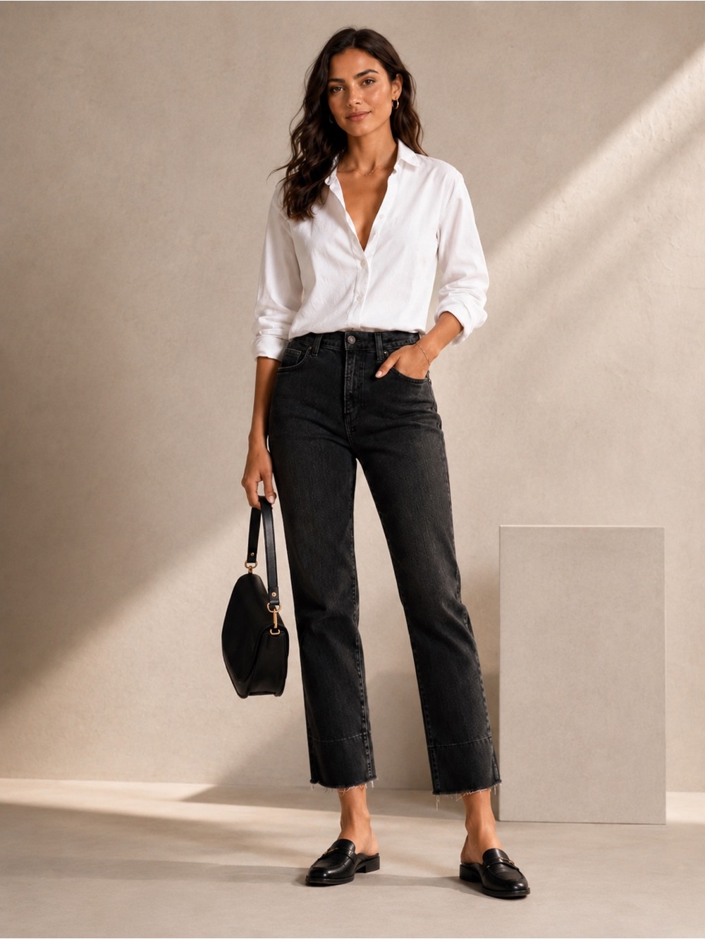 Veronica Beard Ryleigh Slim Straight High Rise Cropped Jeans Black Wash Size 27